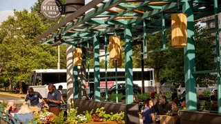 Exterior photo of outdoor patio at Maker's Union.